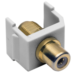 Connector, Snap-Fit, RCA to F-Coupler, White