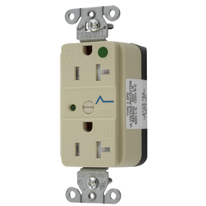Straight Blade Devices, Decorator Duplex Receptacle, Hospital Grade, SNAP-Connect, Surge supression, Tamper Resistant, LED Indicator, 20A 125V