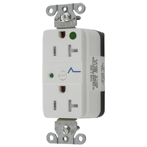 Straight Blade Devices, Decorator Duplex Receptacle, Hospital Grade, SNAP-Connect, Surge supression, Tamper Resistant, LED Indicator, 20A 125V