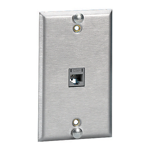 Copper Products, Wallphone Plate, Cat5E, 1-Gang, 1-Port, Flush, Stainless Steel