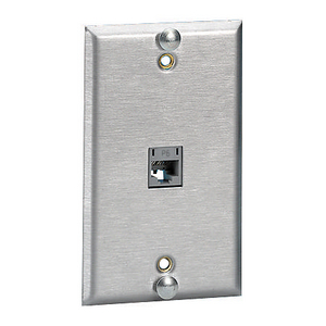 Copper Products, Wallphone Plate, Cat6, 1-Gang, 1-Port, Flush, Stainless Steel