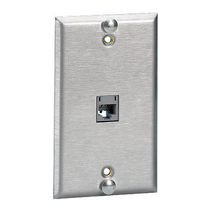 Copper Products, Wallphone Plate, USOC, 1-Gang, 1-Port, Flush, Stainless Steel