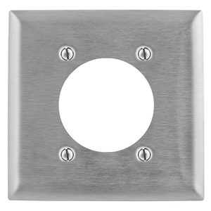 Wallplates and Boxes, Metallic Plates, 2- Gang, 1) 2.48" Opening, Standard Size, Stainless Steel
