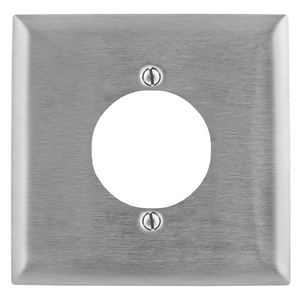 Wallplates and Boxes, Metallic Plates, 2- Gang, 1) 2.15" Opening, Standard Size, Stainless Steel, 2 Bolt Mount