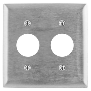 Wallplates and Boxes, Metallic Plates, 2- Gang, 1) 1.40" Opening, Standard Size, Stainless Steel