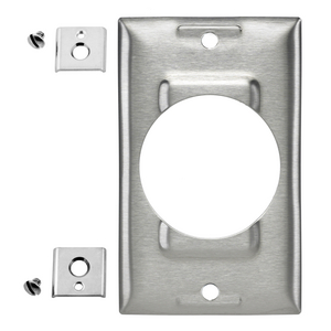 Wallplates and Boxes, Metallic Plates, 1- Gang, 1) 50A Twist-Lock® Opening, Standard Size, Stainless Steel