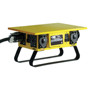 Temporary Power Products, Distribution Boxes, Complete Unit, Straight Blade Style, 50A 125/250V, Yellow