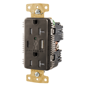 20A/125V Tamper Resistant/Weather Resistant Duplex Receptacle & Type A & C USB Ports, Brown