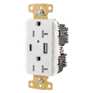 20A/125V Tamper Resistant/Weather Resistant Duplex Receptacle & Type A & C USB Ports, White