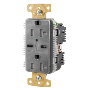15A/125V Tamper Resistant/Weather Resistant Duplex Receptacle & Type C USB Port, Gray