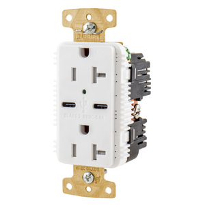 15A/125V Tamper Resistant/Weather Resistant Duplex Receptacle & Type C USB Port, White
