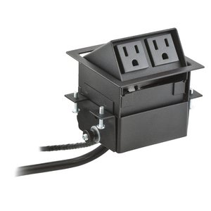 Furniture Connectivity Boxes, Work Surface, Flip Up Mini, 2) Power Black