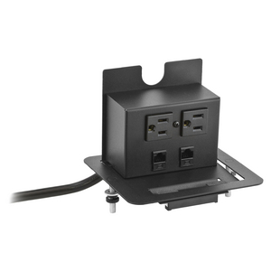 Furniture Connectivity Boxes, Work Surface, Flip Up, 2) Power, 1) 1-Unit Data, Black