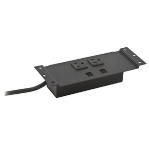 Furniture Connectivity Boxes, Work Surface, Grommet Style, 1) Power, 1) Data, Black