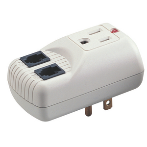 Surge Protective Devices, Plug-In, 1) Receptacle and 1) Telephone/Fax, 15A 125V, 750 Joules, Ivory