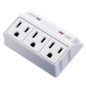 Surge Protective Devices, Plug-In, 3) Receptacles, 15A 125V, 2-Pole 3- Wire Grounding, 5-15R, 750 Joules, Ivory