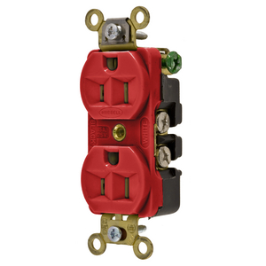Hubbell Wiring Device Kellems, Straight Blade Devices, Receptacles, Duplex, Industrial Grade, 2-Pole 3-Wire Grounding, 15A 125V, 5-15R, Single Pack