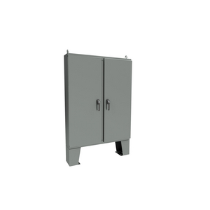 NEMA 4 2-Door Floor Mount Enclosure with KwikHinge™ 74X60X12 Carbon Steel - Gray