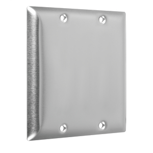 2-Gang Metal Wallplate, Standard, 2-Blank, Stainless Steel