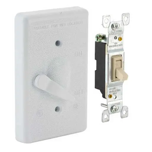 Image of 5121-1 1-Gang Weatherproof Cover, Vertical, Toggle Single Pole 125V, 15A Switch Included, White