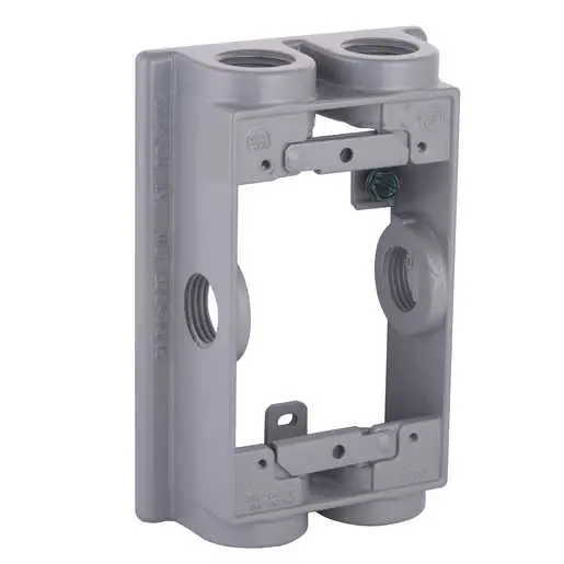 Image of 5414-0 1-Gang Weatherproof Extension Adapter, Swing Arm, Six 1/2 in. Threaded Outlets, Gray