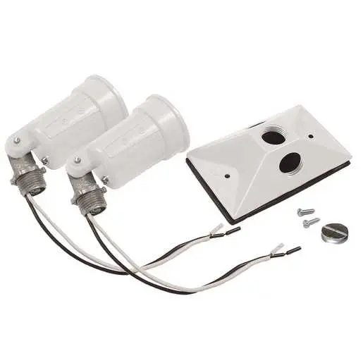 Image of 5621-6 Rectangular Weatherproof Combination Cover for 75-150W Par 38 Lamps, Includes 2 Lampholders, Gasket, and Hardware, White, Carded