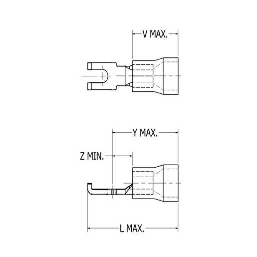 Vinyl Flanged Fork Terminal For 22 16 AWG BA16EZ6 Burndy