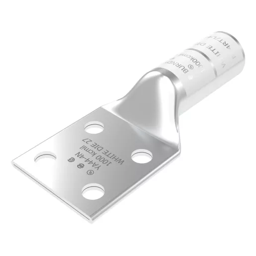 Image of YA444NDTS YA444NDTS, Compression Terminal, 1000 kcmil, 4-Hole, 1/2" Stud, 1-3/4" Spacing, Long Barrel, Solder Seam