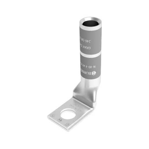 Image of YA4C90 YA4C90, Compression Terminal, #4 AWG Cu, 1-Hole, 1/4" Stud, Long Barrel, 90 Degree