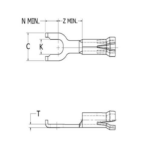 Nylon Flanged Fork Terminal For 22 18 AWG YAE18Z2 Burndy