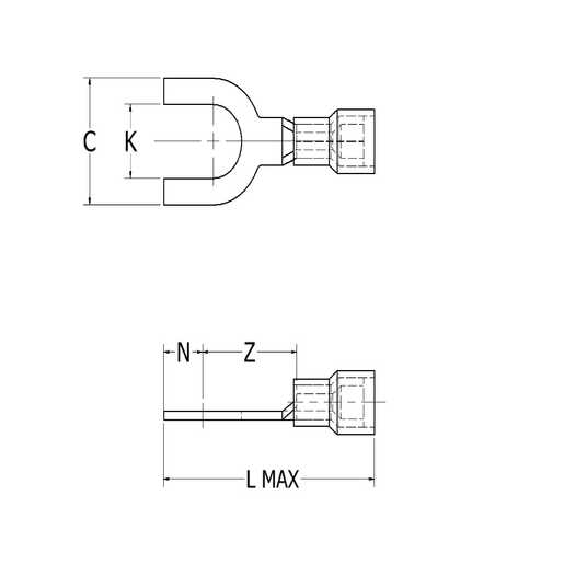 Nylon Fork Terminal For 22 18 AWG YAES18N50F Burndy