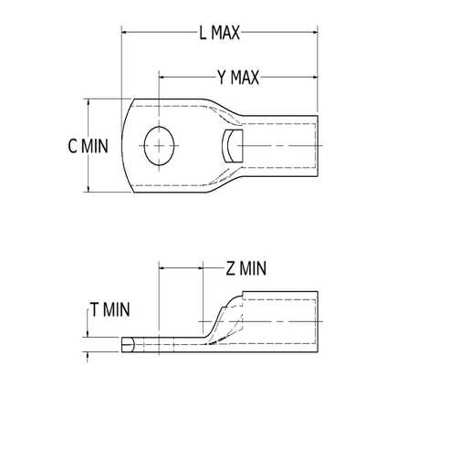 Uninsulated Ring Terminal For 12 10 AWG YAV10 Burndy