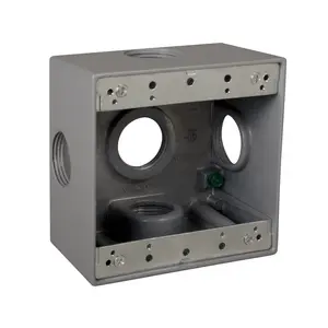 Image of DD5100XS 2-Gang Weatherproof Deep Box, Five 1 in. Threaded Outlets, Gray