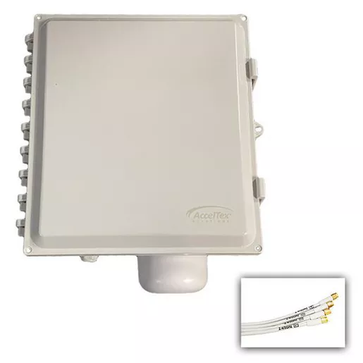 Image of ATS-00156 12x10x6 Solid Latch Enclosure & Integrated 4 Lead 4/6 dBi RPSMA Omni