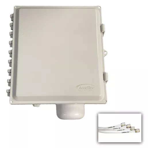 Image of ATS-00279 14x12x6 Solid Latch Enclosure & Integrated 4 Lead 4/6 dBi RPTNC Omni