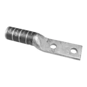 Image of YA262NT38 YA262NT38, Compression Terminal, 2/0 AWG Cu, 2-Hole, 3/8" Stud, 1" Spacing, Long Barrel, Narrow Tongue