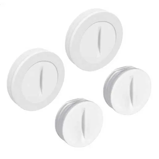 Image of PCP47550WH Weatherproof Nonmetallic Closure Plug Assortment, Two 1/2 and Two 3/4 in., White (4/Bag)