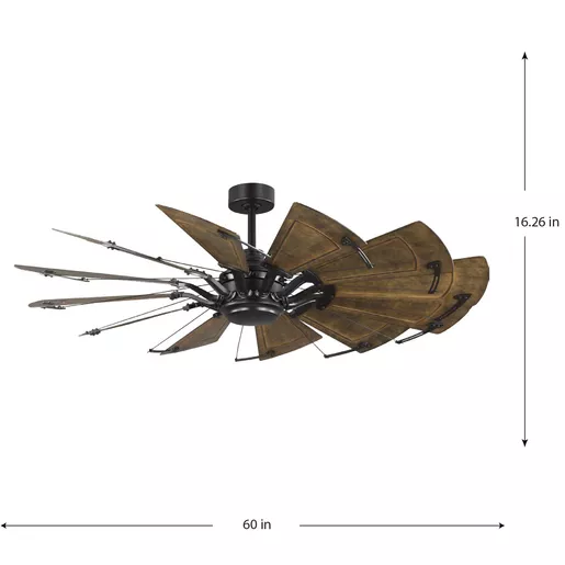 Springer II Collection 60-in Twelve-Blade Architectural Bronze Modern  Farmhouse Windmill Ceiling Fan