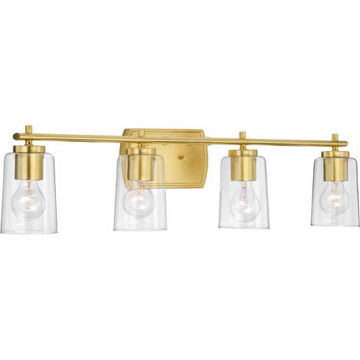 Adley Collection Four-Light Satin Brass Clear Glass New Traditional ...