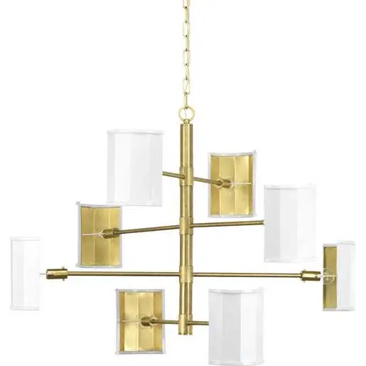 Image of P400192-160 POINT DUME® byJeffrey Alan Marks for Progress Lighting Wandermere Collection Brushed Brass Eight-Light Chandelier