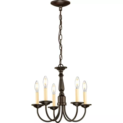 Five-Light Antique Bronze Ivory Candles Traditional Chandelier Light | P4009-20  | Progress Lighting