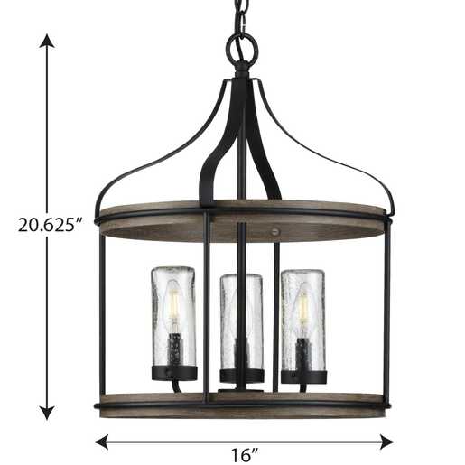 Brenham Collection Black ThreeLight Outdoor Pendant P500235031 Progress Lighting