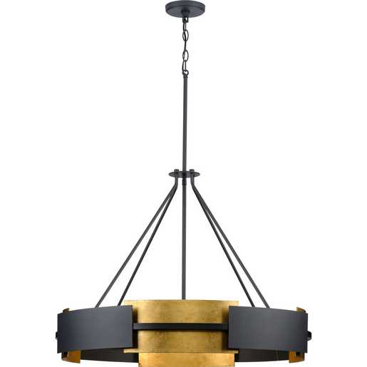 Lowery Collection SixLight Textured Black/Distressed Gold Hanging