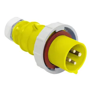 Image of 320P4W Heavy Duty Products, IEC Pin and Sleeve Devices, Industrial Grade, Male Plug, 20A 125V AC, 2-Pole 3-Wire Grounding, Terminal Screw, Yellow, Watertight