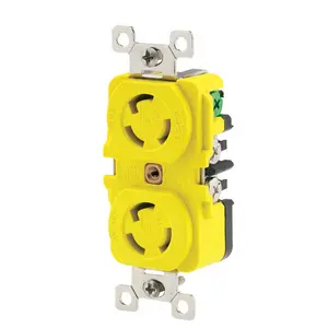 Image of 4700DRCR Locking Devices, Locking Devices, Marine Grade, Duplex Receptacle, 15A 125V, 2-Pole 3-Wire Grounding, L5-15R, Screw Terminal, Yellow