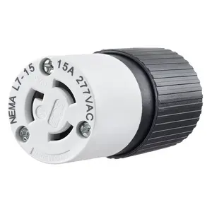 Image of 4779NC Locking Devices, Locking Devices, Industrial, Female Connector Body, 15A 277V AC, 2-Pole 3-Wire Grounding, L7-15R, Screw Terminal, Black and White