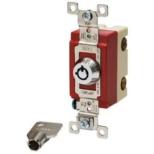 Image of 4902RKL Security Locking Industrial Grade, Toggle Switches, General Purpose AC, Double Pole, 20A 120/277V AC , Back and Side Wired, Chrome Lock