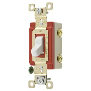 Image of 4902W Switches and Lighting Controls, Industrial Grade, Toggle Switches, General Purpose AC, Double Pole, 20A 120/277V AC, Back and Side Wired, White