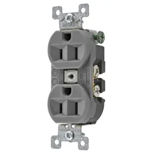 Image of 5262BGRY Straight Blade Devices, Receptacles, Duplex, Commercial/Industrial Grade, 2-Pole 3-Wire Grounding, 15A 125V, 5-15R, Gray