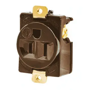 Image of 5284 Straight Blade Devices, Receptacles, Short Yoke, Commercial/Industrial Grade, 2-Pole 3-Wire Grounding, 15A 125V, 5-15R, Brown, Single Pack